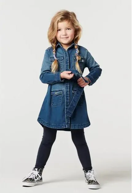 Girls Long Sleeve Denim Dress - Karnes City
