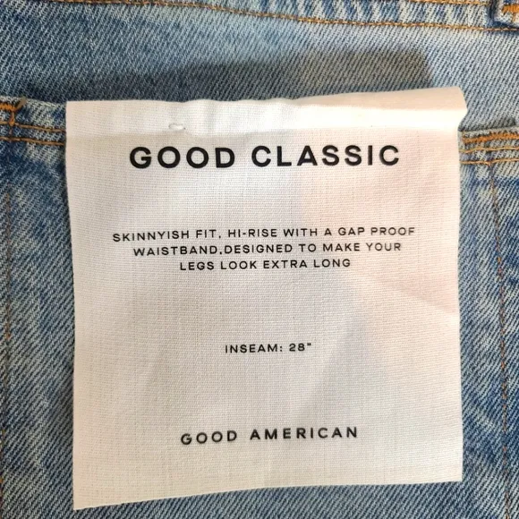 GOOD AMERICAN Good Classic Hi-Rise Distressed Jeans NWT Size 28