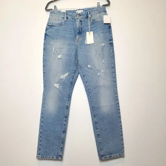 GOOD AMERICAN Good Classic Hi-Rise Distressed Jeans NWT Size 28