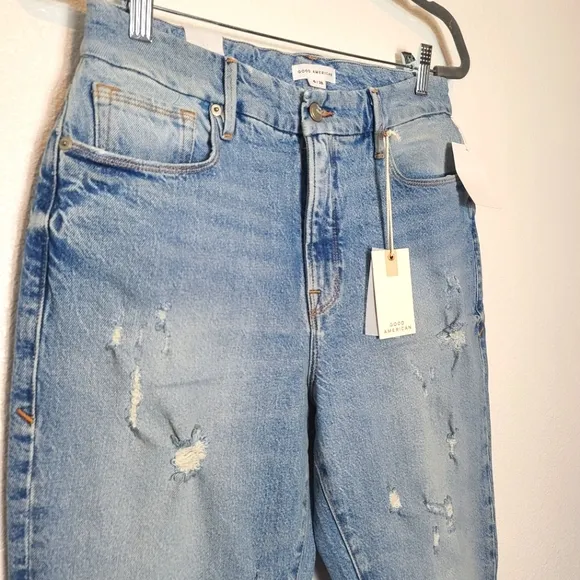 GOOD AMERICAN Good Classic Hi-Rise Distressed Jeans NWT Size 28