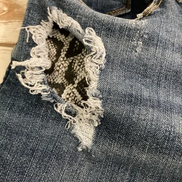 Good American Good Waist High Rise Snake Pocket Distressed Jeans Size 14/32