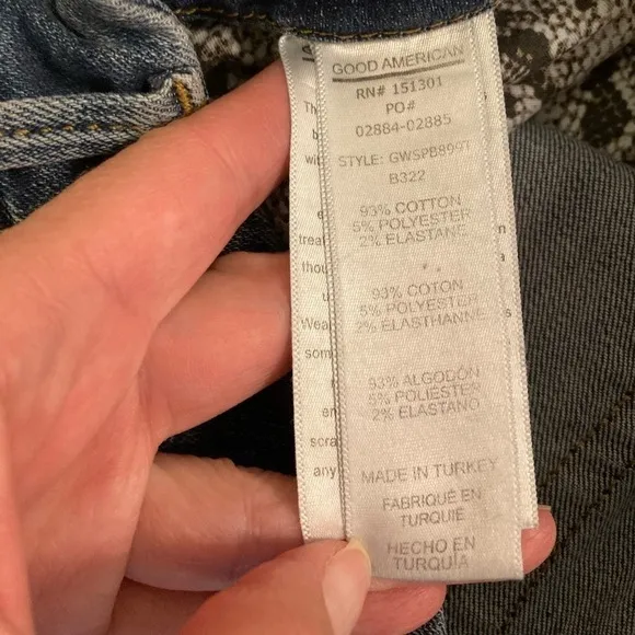 Good American Good Waist High Rise Snake Pocket Distressed Jeans Size 14/32