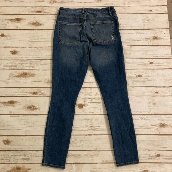 Good American Good Waist High Rise Snake Pocket Distressed Jeans Size 14/32