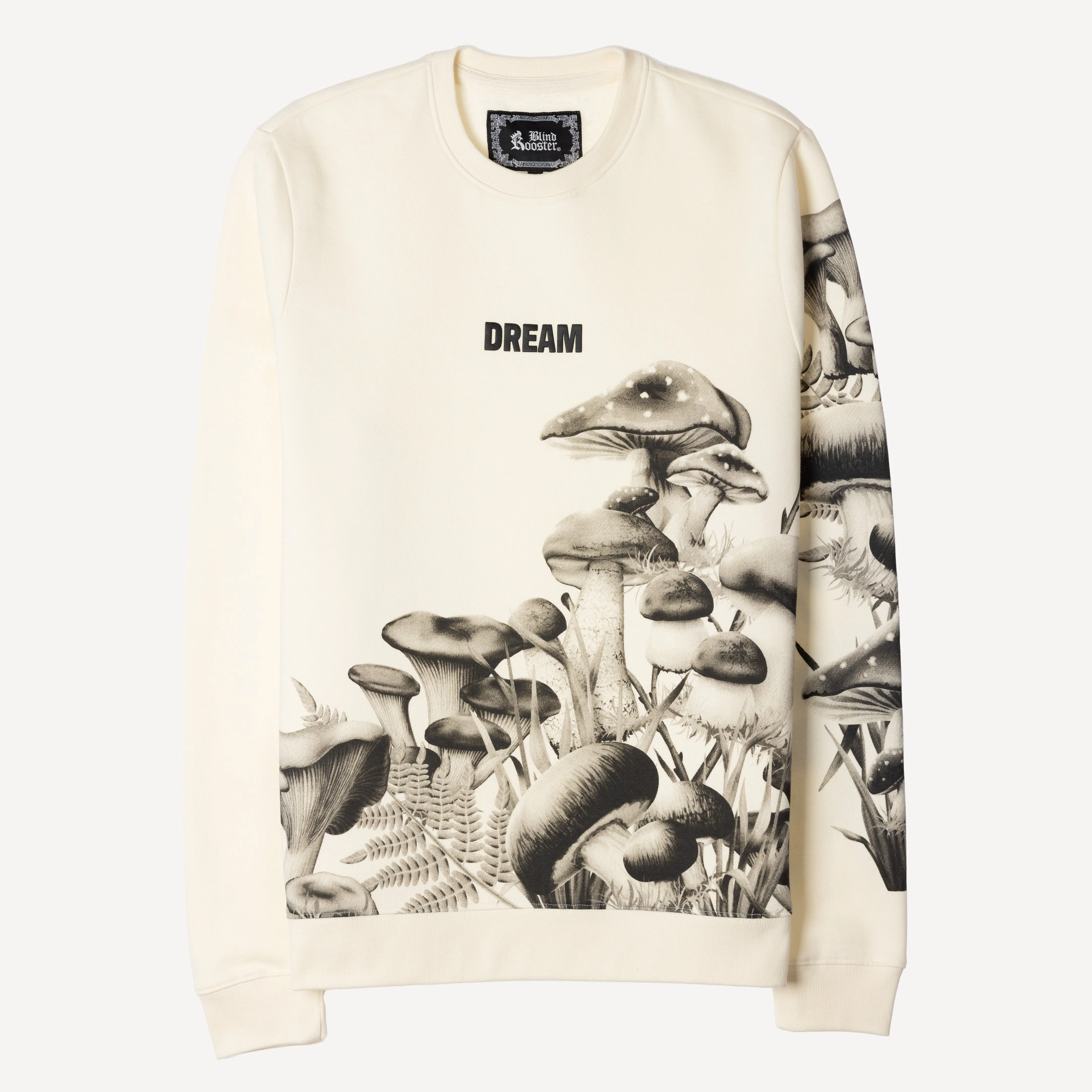 Graphic Wraparound Crewneck Pullover Sweatshirt - Tofu / Mushroom