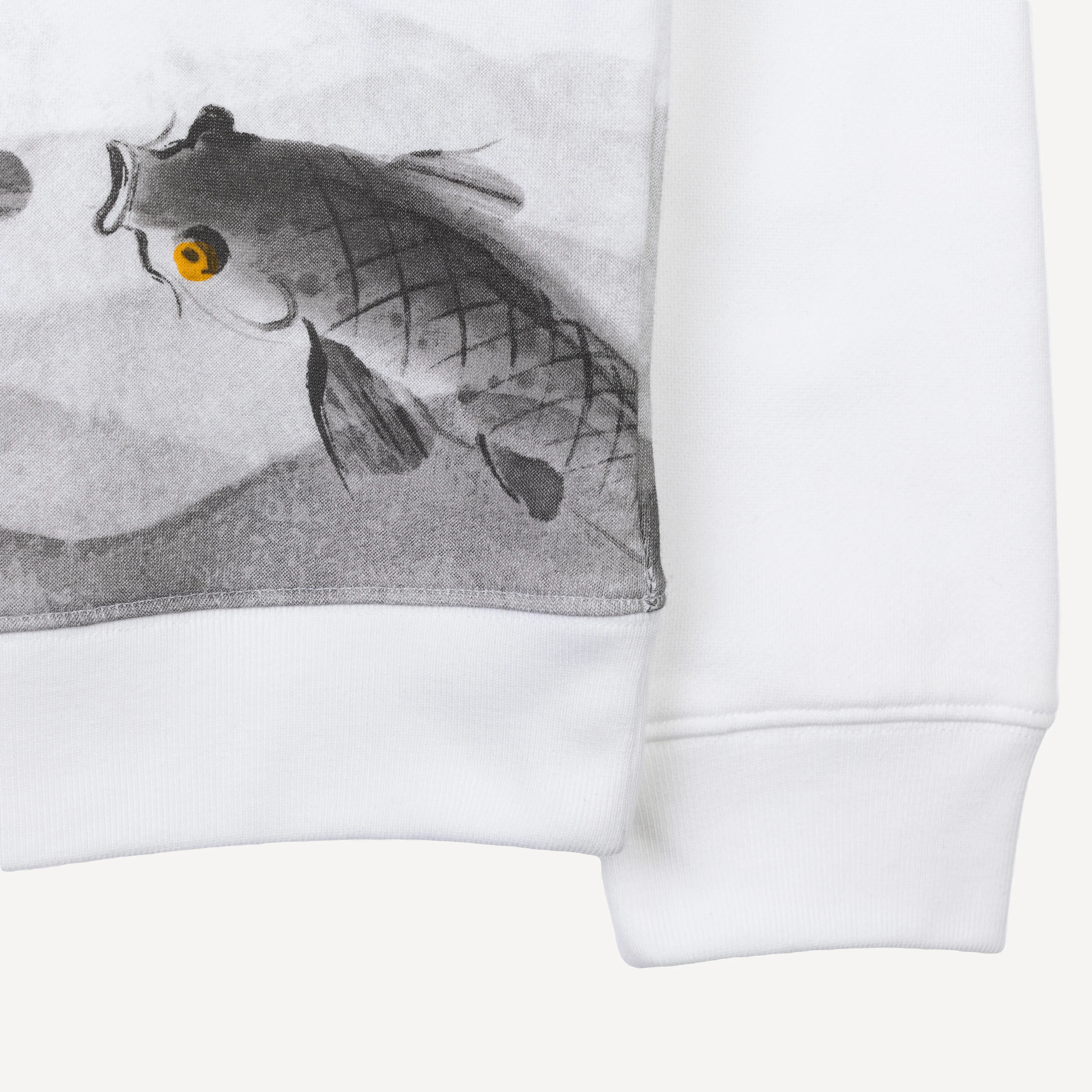 Graphic Wraparound Crewneck Pullover Sweatshirt - White / Koi