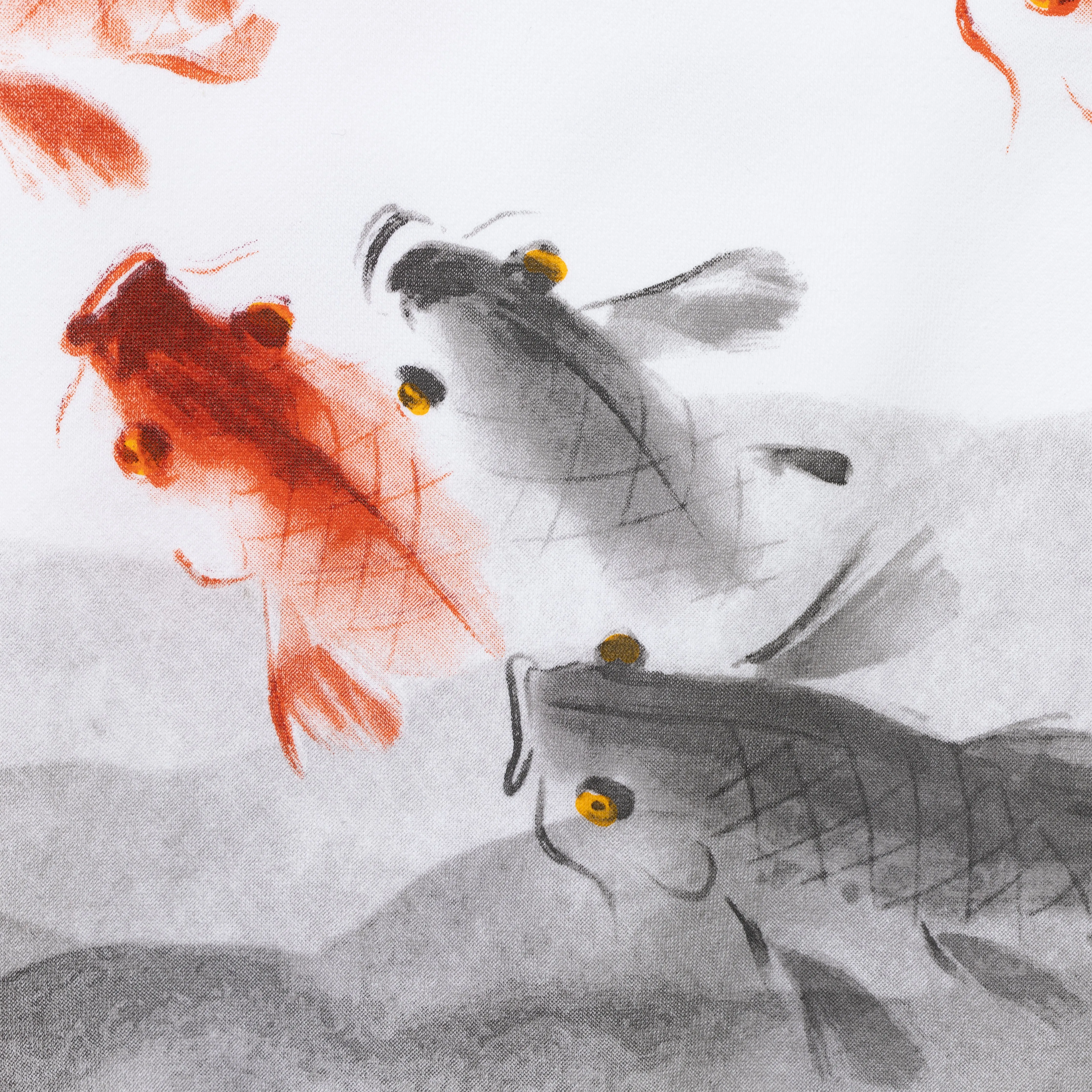 Graphic Wraparound Crewneck Pullover Sweatshirt - White / Koi