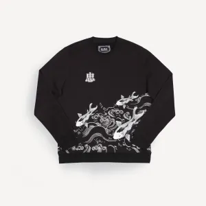 Graphic Wraparound Crewneck Sweatshirt - Black / Kanji Loyalty