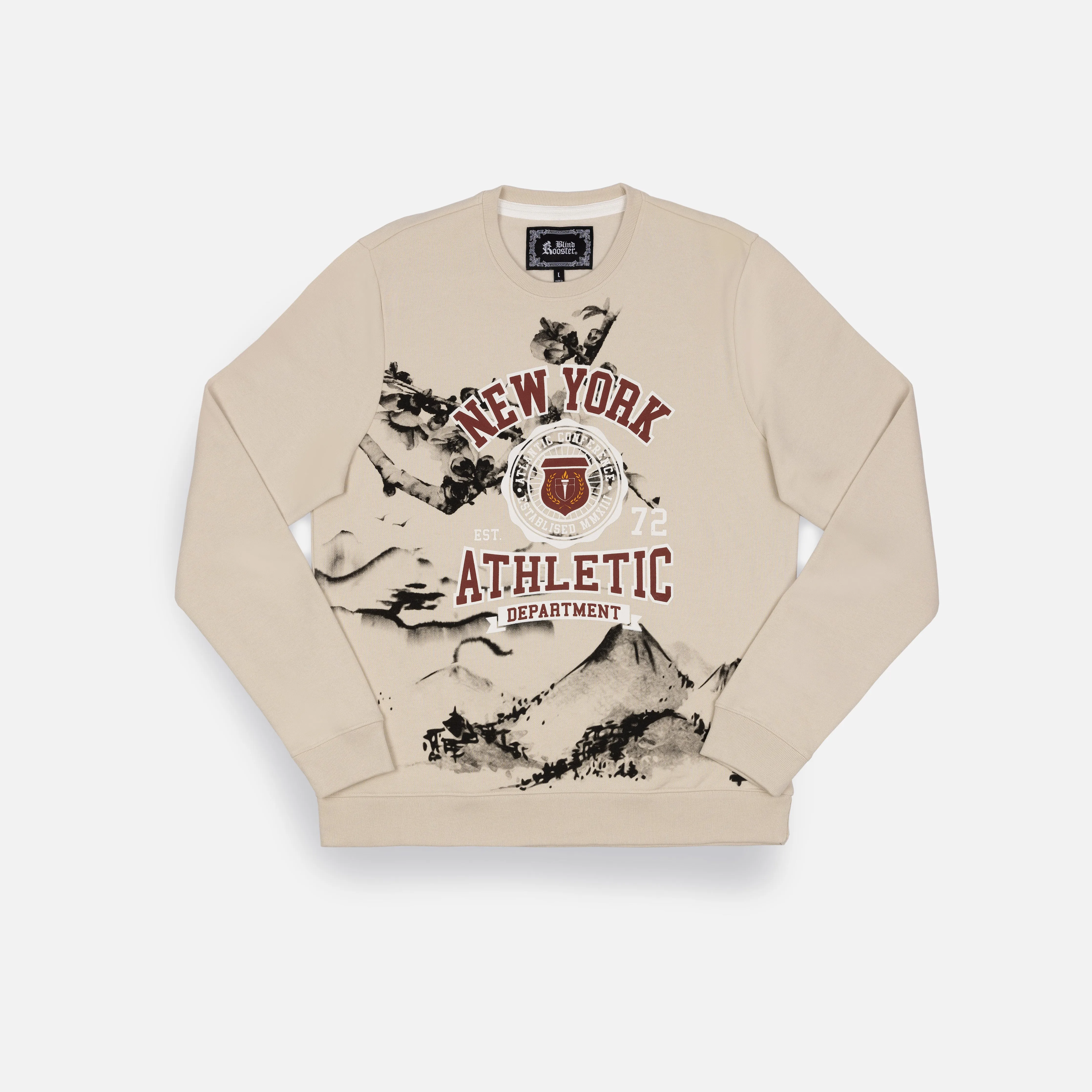 Graphic Wraparound Crewneck Sweatshirt - Oatmeal / New York