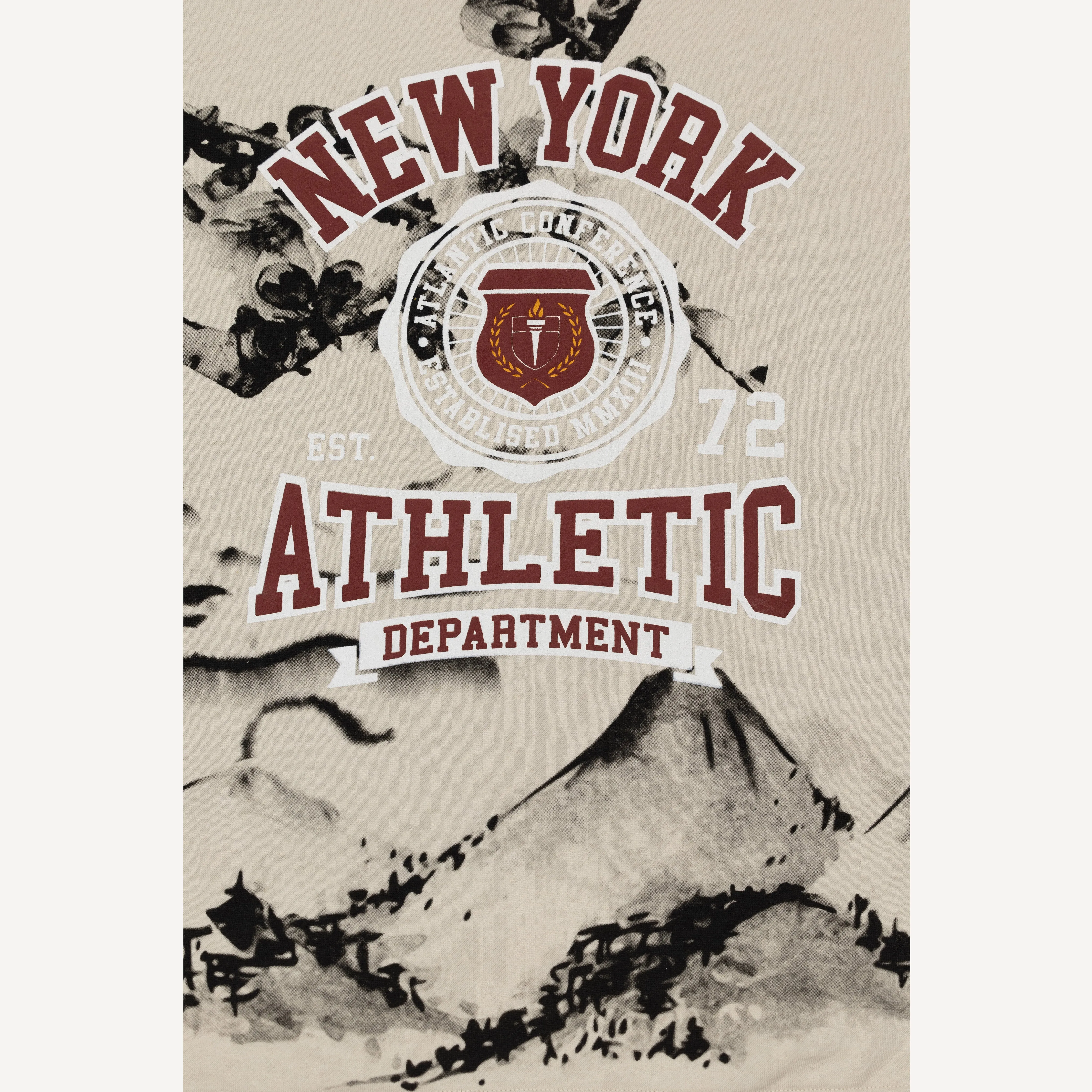 Graphic Wraparound Crewneck Sweatshirt - Oatmeal / New York