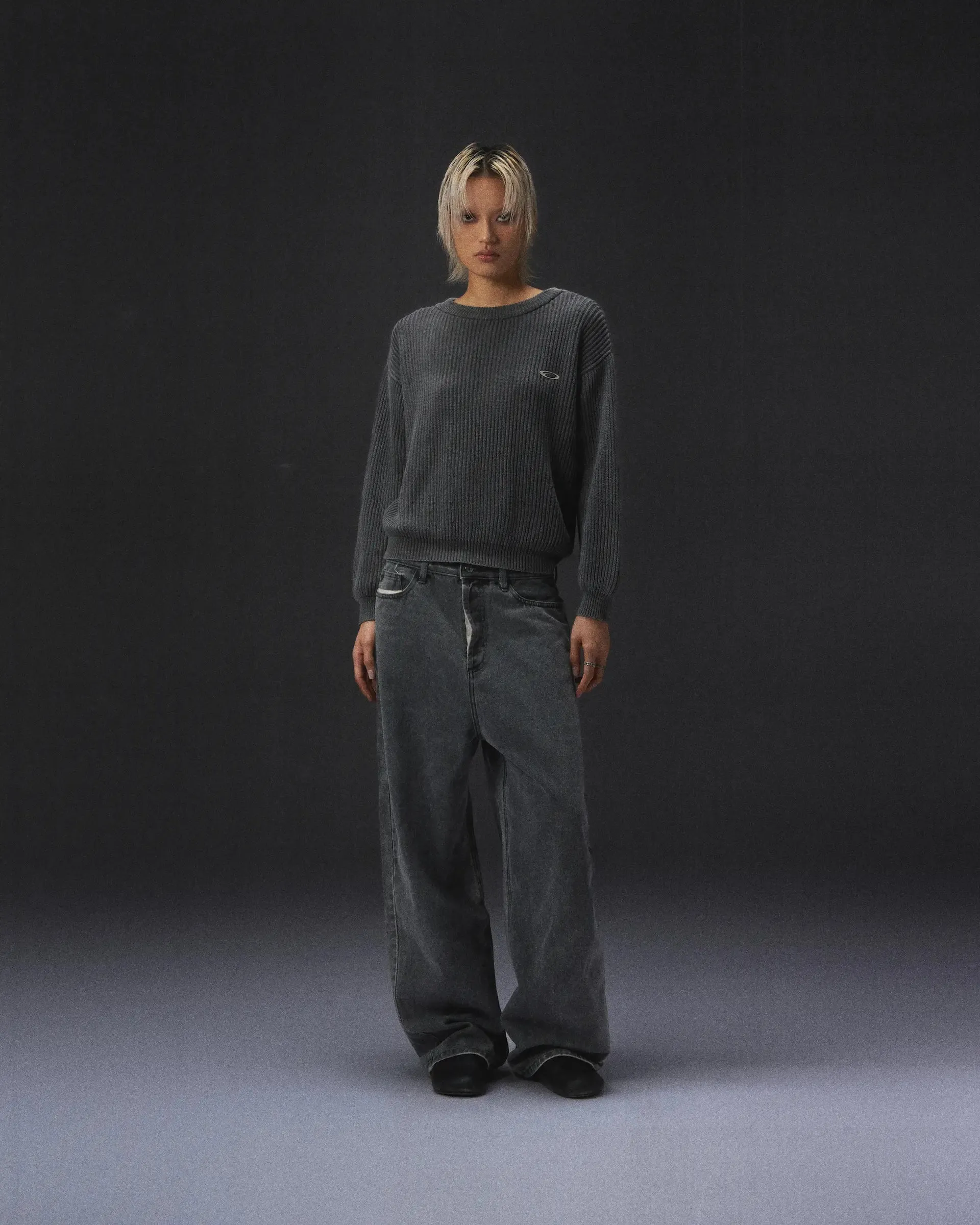 Gray Dyed Baggy Denim