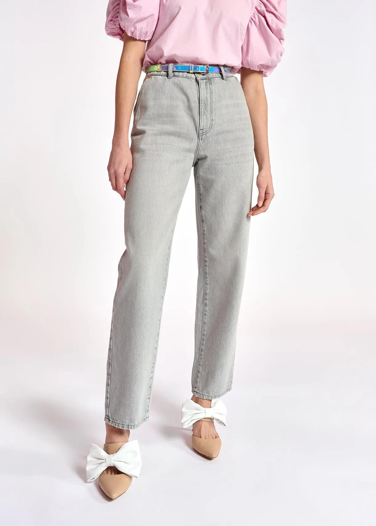 Grey denim boyfriend jeans