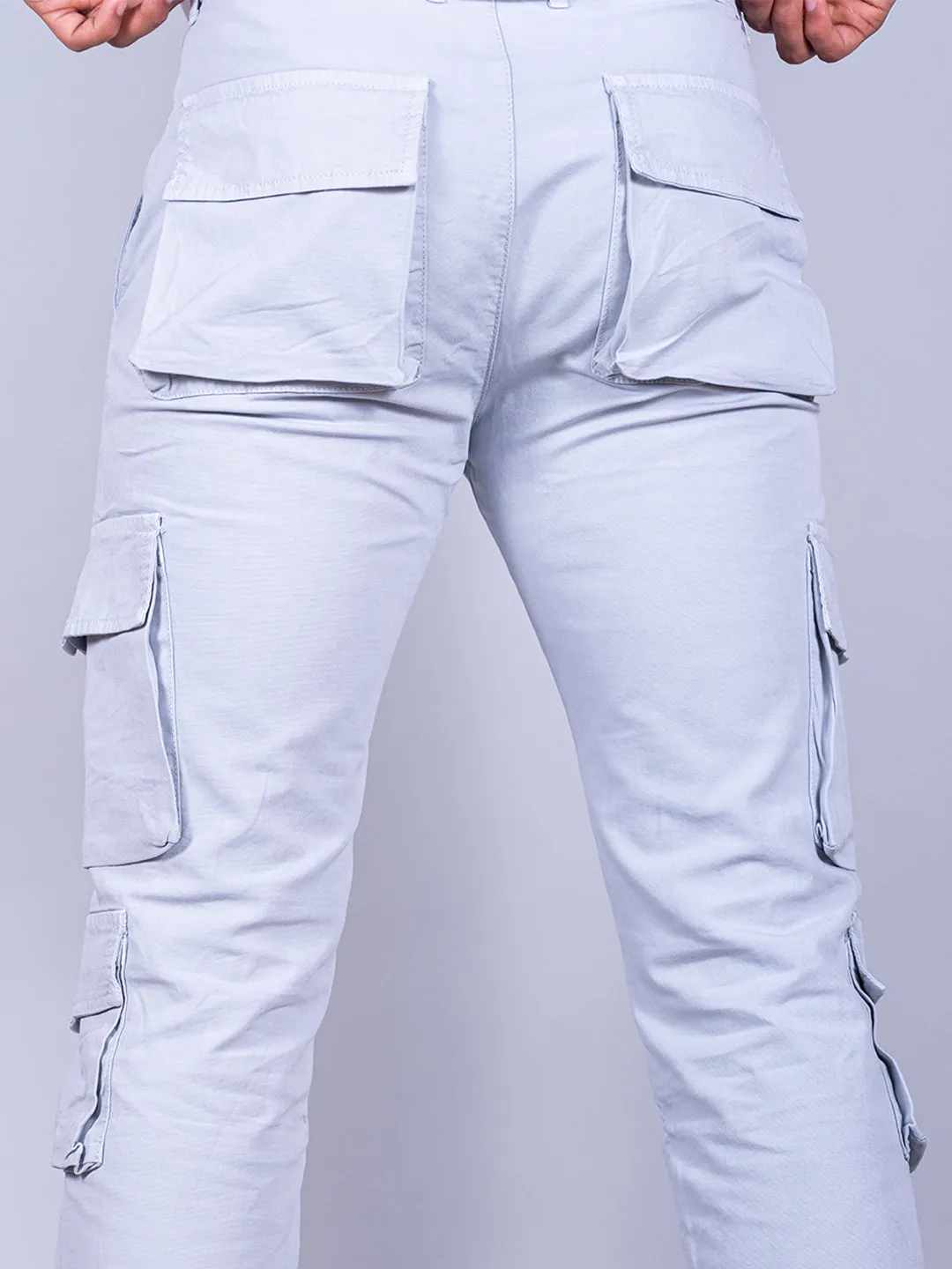 Grey Matty Linen Lycra Mens Cargo Pants