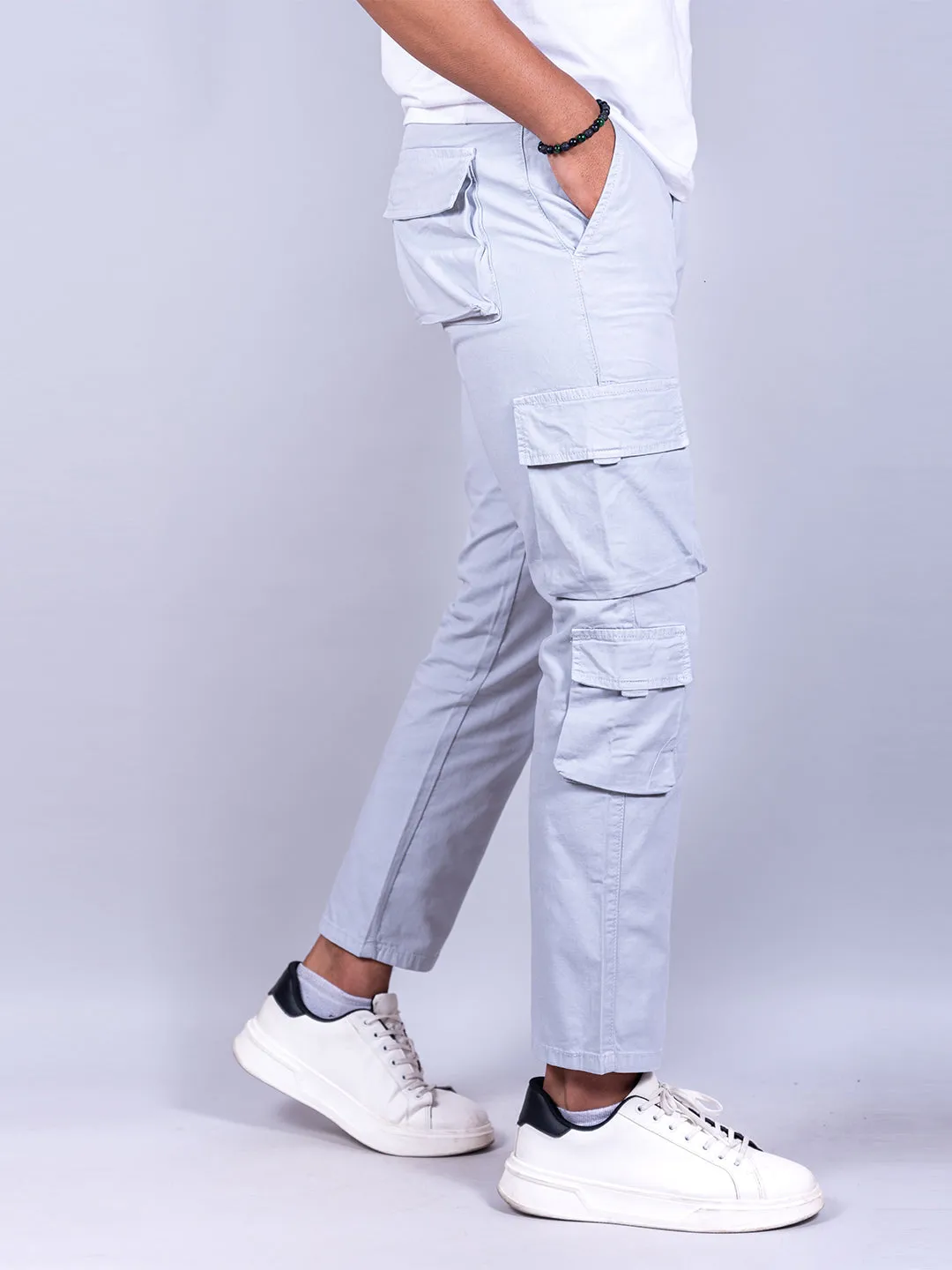 Grey Matty Linen Lycra Mens Cargo Pants