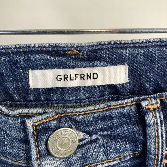 Grlfrnd Kendall Denim Skinny Jeans Womens Sz 25 Medium Wash Distressed Casual