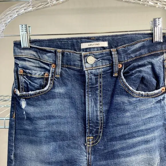 Grlfrnd Kendall Denim Skinny Jeans Womens Sz 25 Medium Wash Distressed Casual