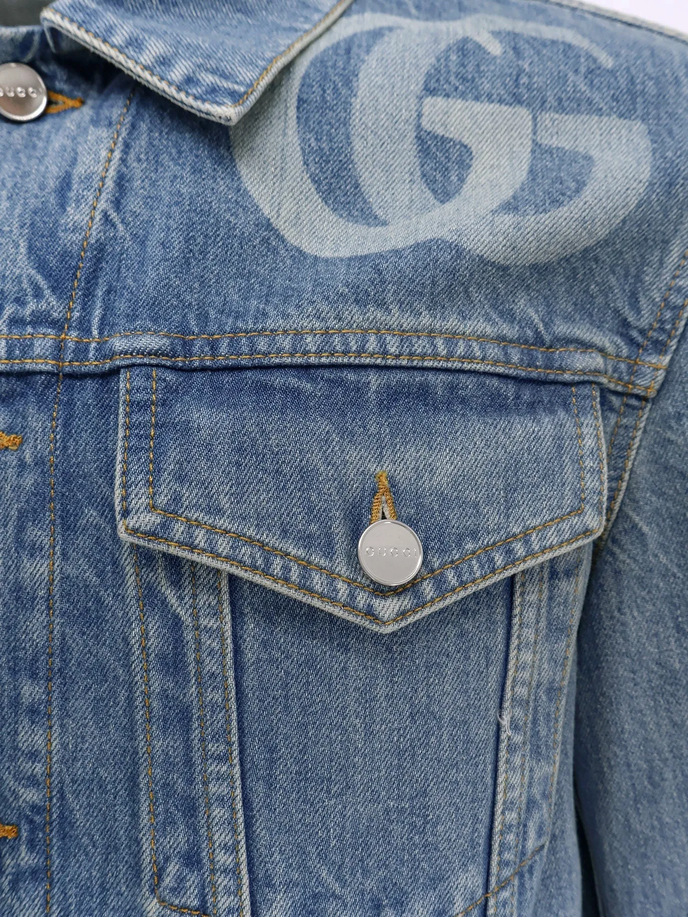 Gucci Denim Jacket With Lasered Double G