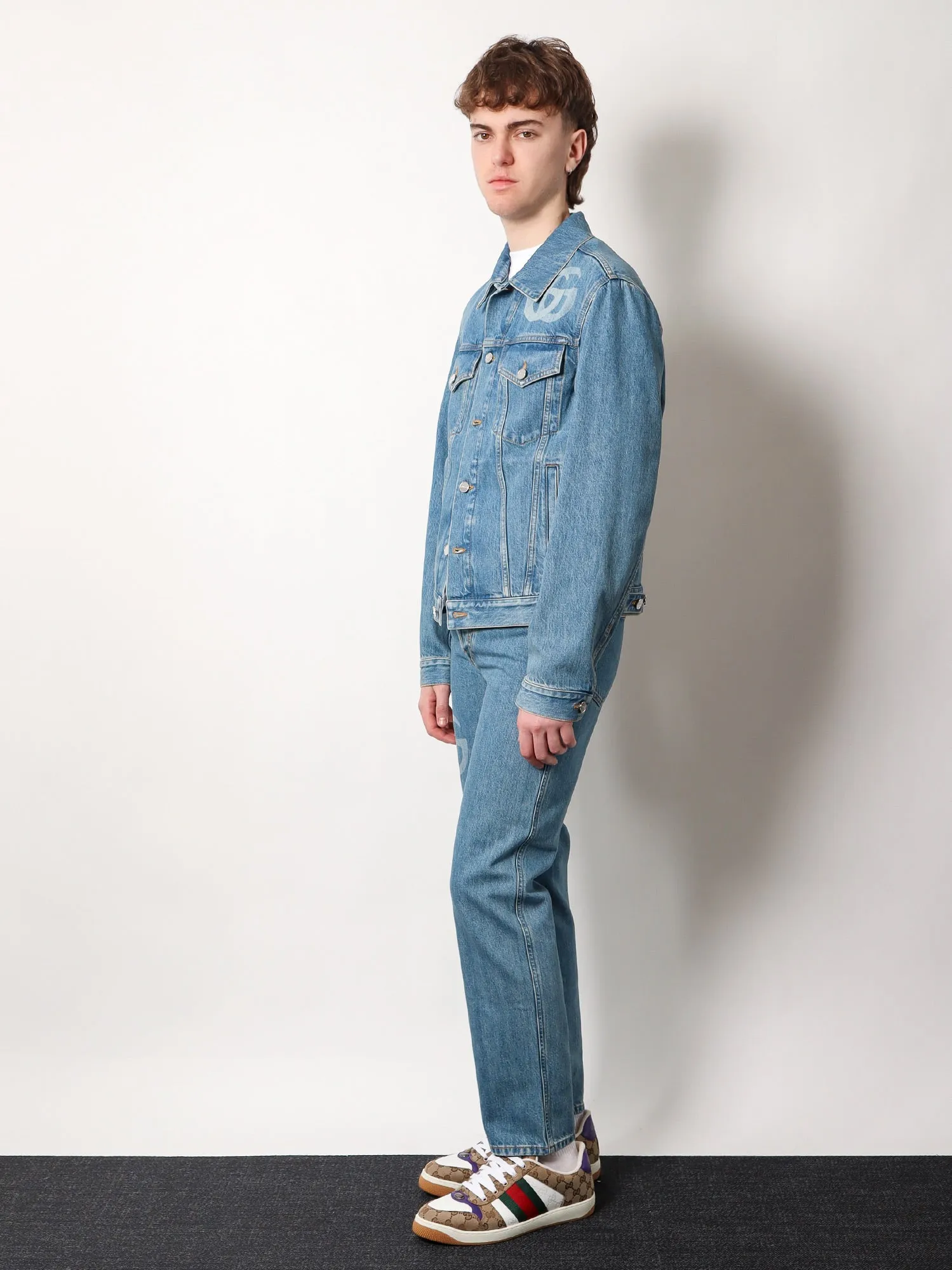 Gucci Denim Jacket With Lasered Double G