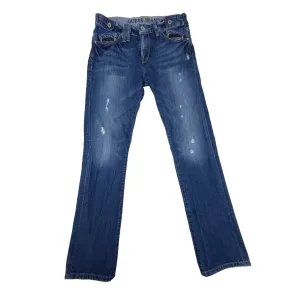 Guess Men's Blue Lincoln Slim Straight Fit Distressed Studded Jeans Sz30