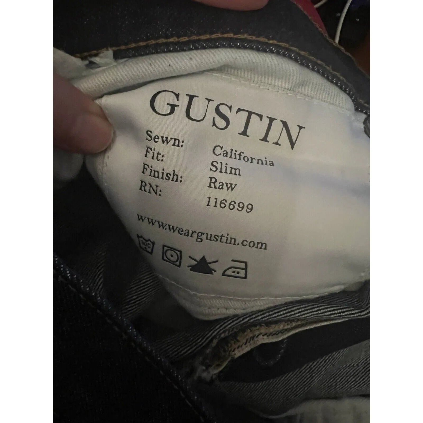 Gustin Men’s Selvedge Jeans Blue Raw Denim Slim Straight – USA 31 X 33