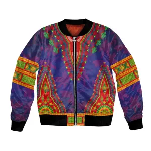 Haiti Bomber Jacket Choeblack Dashiki Style Blue Color LT03