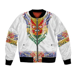 Haiti Flag Bomber Jacket Traditional Dashiki White Color LT03