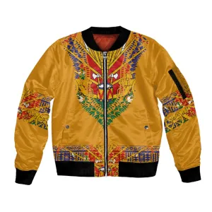 Haiti Flag Sleeve Zip Bomber Jacket Traditional Dashiki Yellow Color LT03