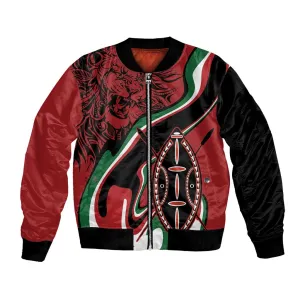 Happy Jamhuri Day Kenya Bomber Jacket Kenyan Lion and Maasai Shield LT9