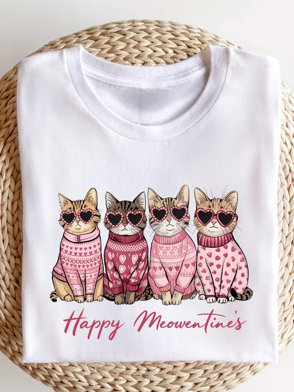 Happy Meowentines Short Sleeve Graphic Tee