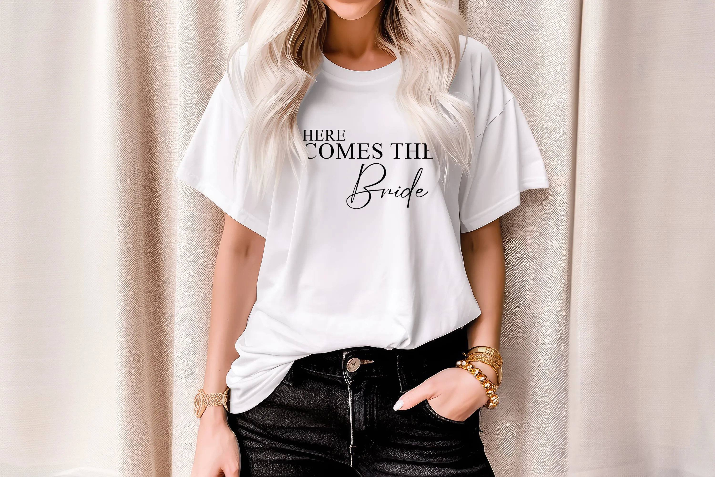 Here Comes The Bride Hen Party T Shirts, Girls Trip Matching Oversized Unisex Tops