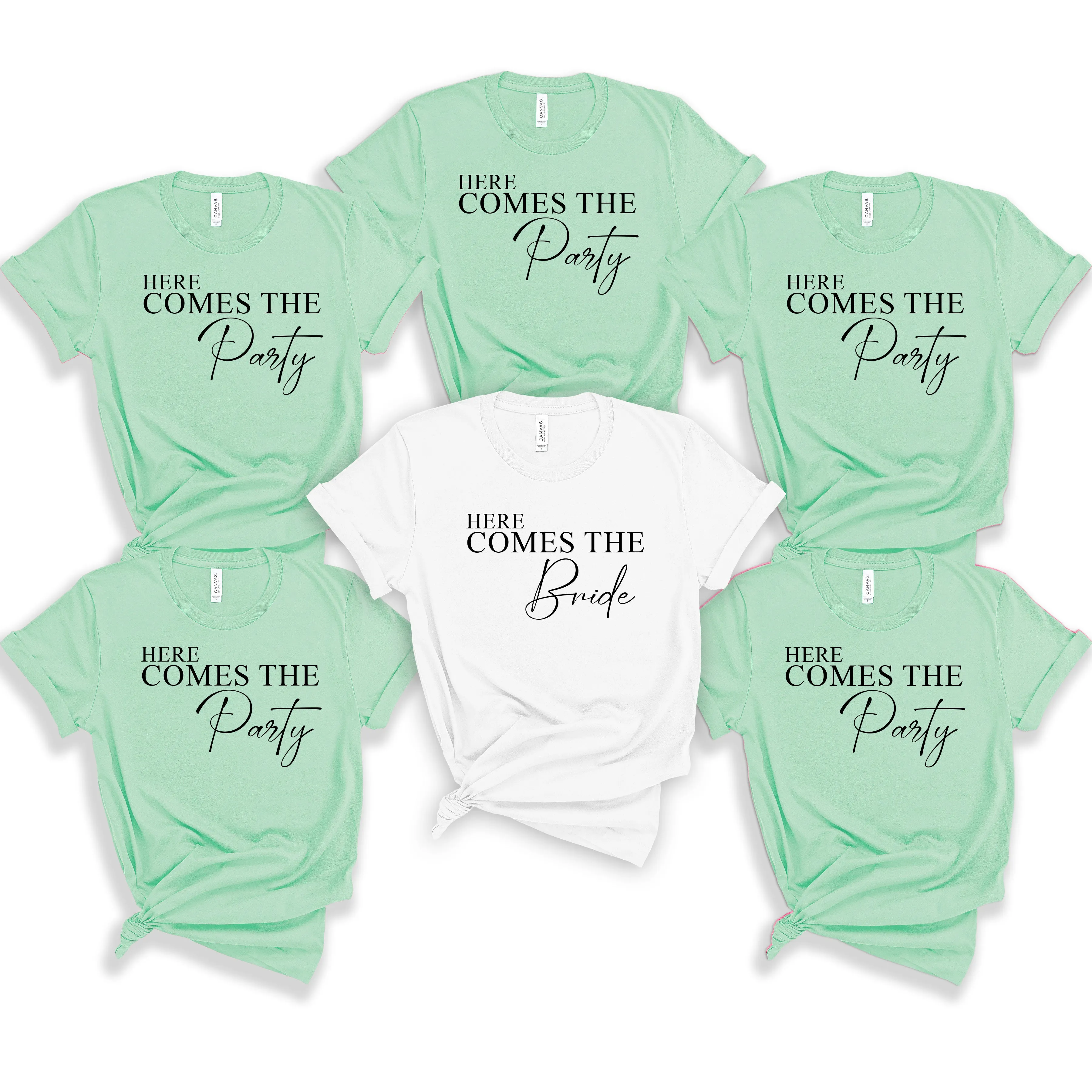 Here Comes The Bride Hen Party T Shirts, Girls Trip Matching Oversized Unisex Tops