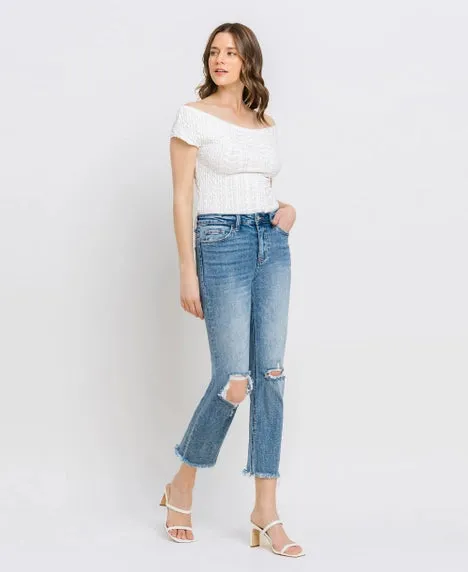 High Rise Distressed Crop Jean