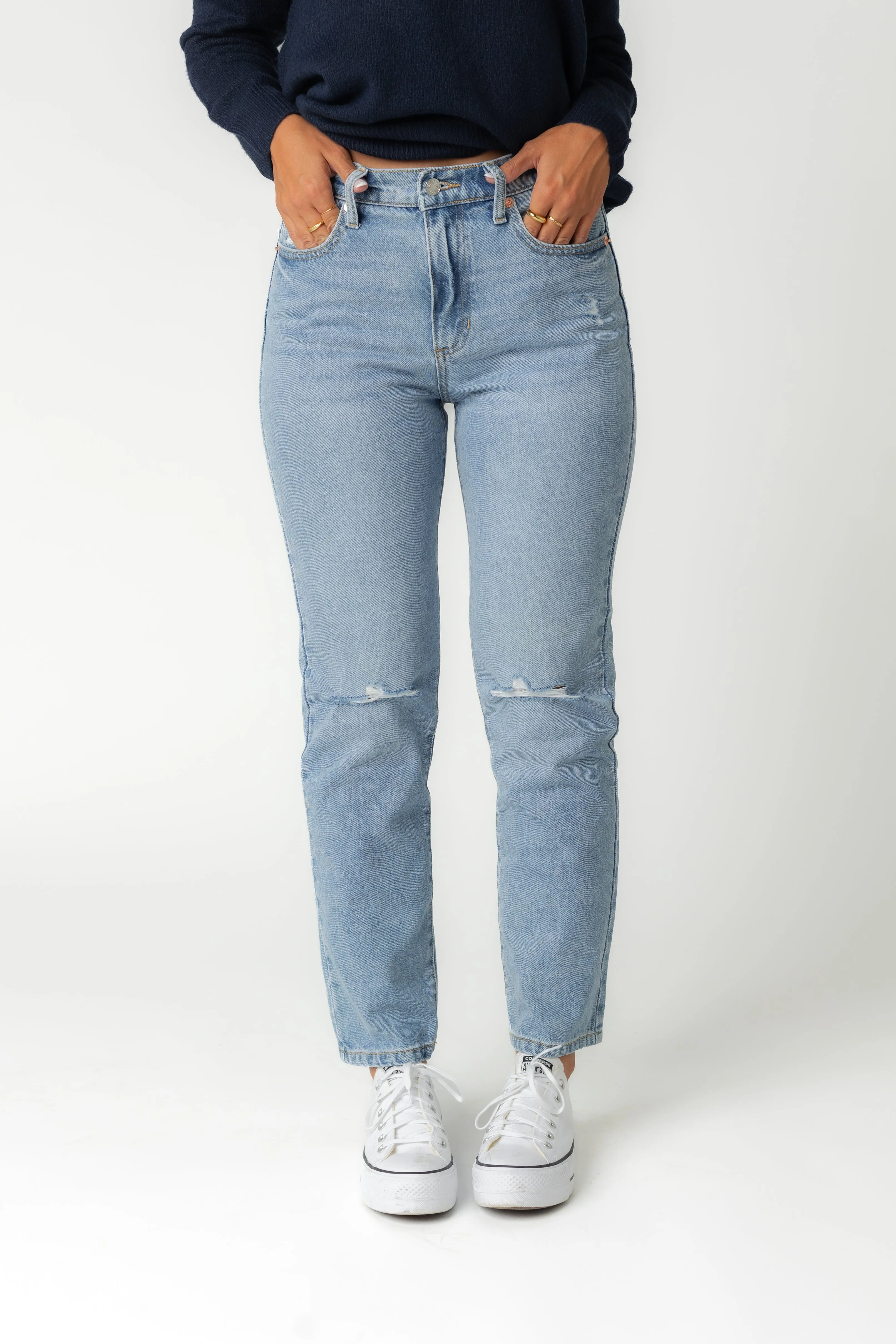 High Rise Slim Straight Jeans
