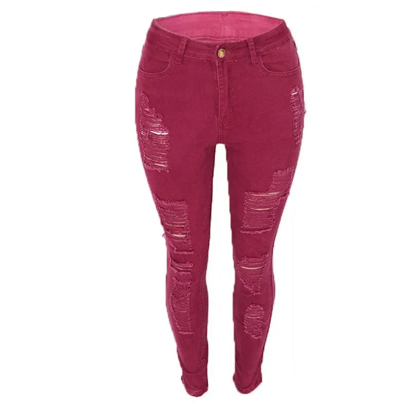 High Waist Ripped Skinny Jeans