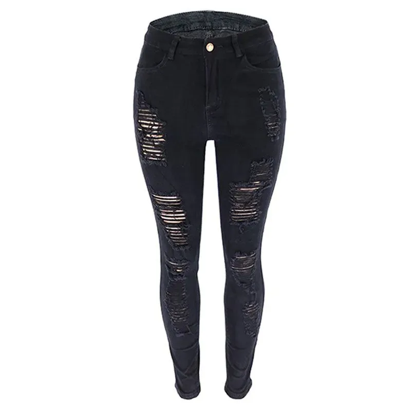 High Waist Ripped Skinny Jeans
