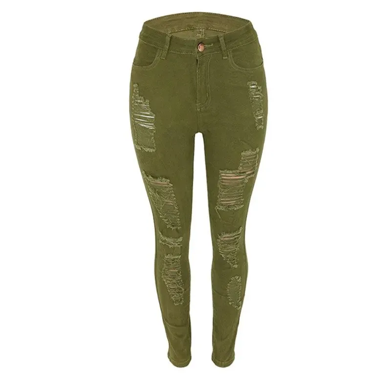 High Waist Ripped Skinny Jeans