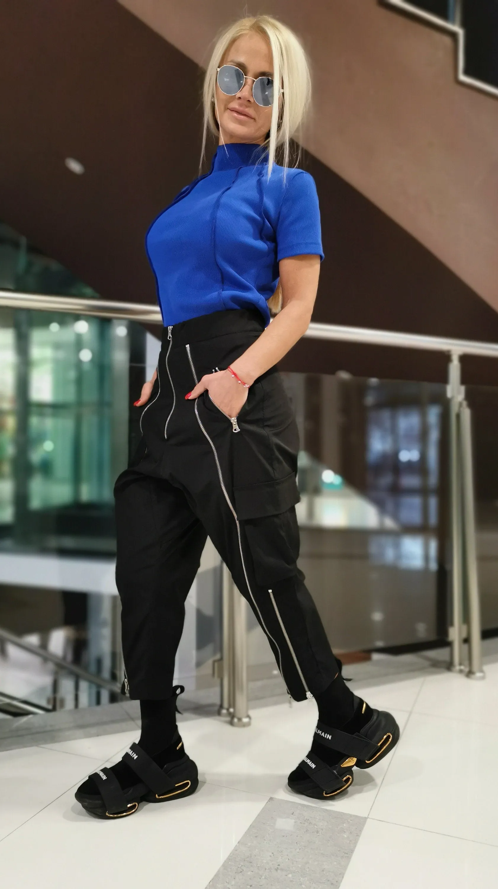 High Waist Trousers, Harem Pants with Zippers, Loose Fit Pants, Black Baggy Pants, Drop Crotch Pants, Extravagant Trousers