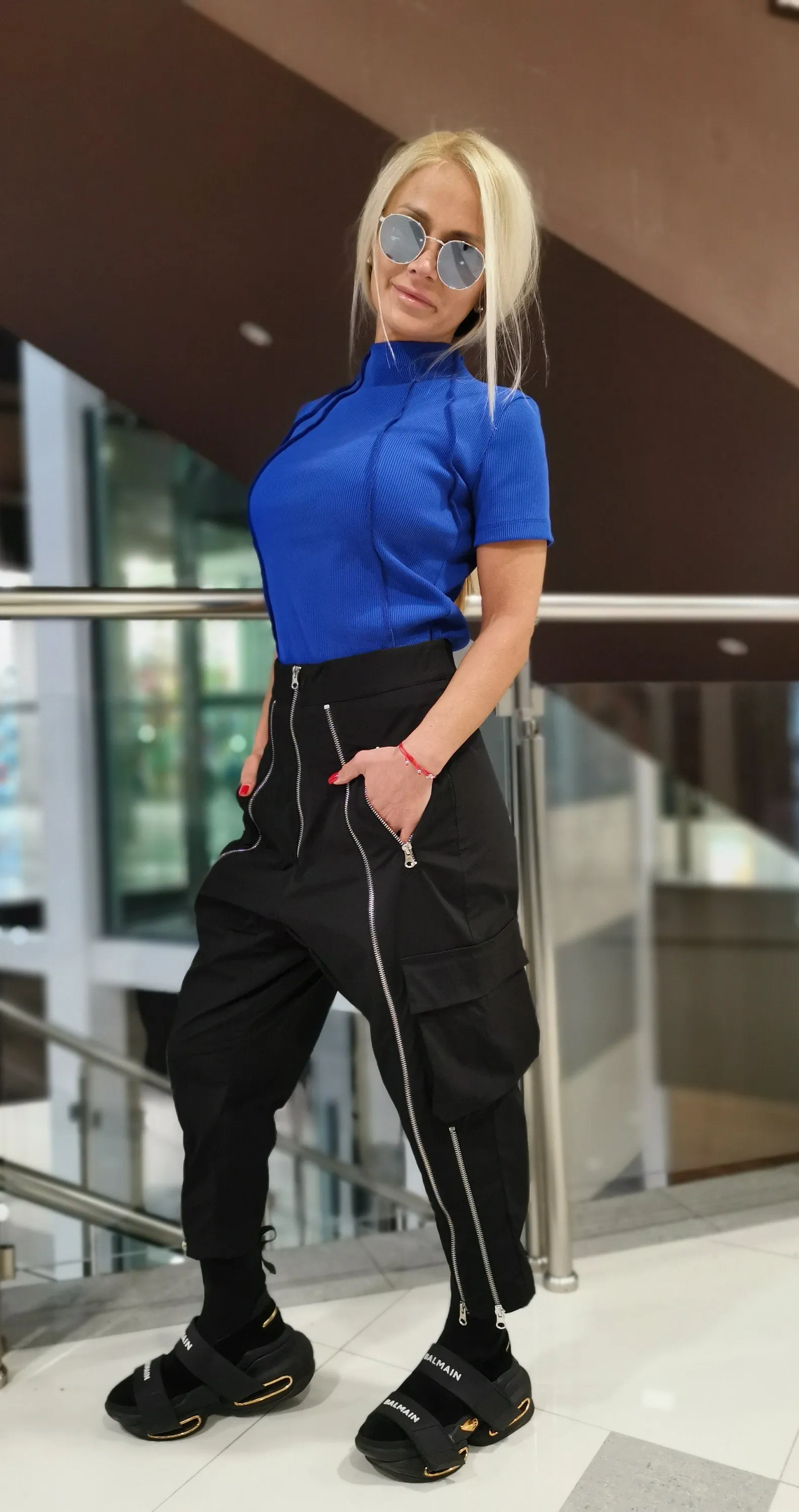 High Waist Trousers, Harem Pants with Zippers, Loose Fit Pants, Black Baggy Pants, Drop Crotch Pants, Extravagant Trousers