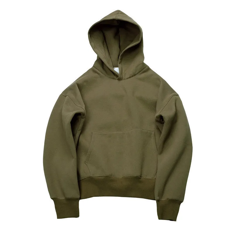 hip hop hoodies with fleece WARM winter mens kanye west hoodie sweatshirt swag solid Olive pullover