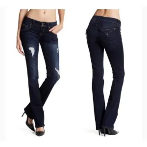 Hudson Beth Low Rise Baby boot cut distressed jeans dark wash sz 27 Y2K western