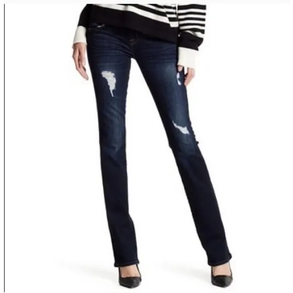 Hudson Beth Low Rise Baby boot cut distressed jeans dark wash sz 27 Y2K western