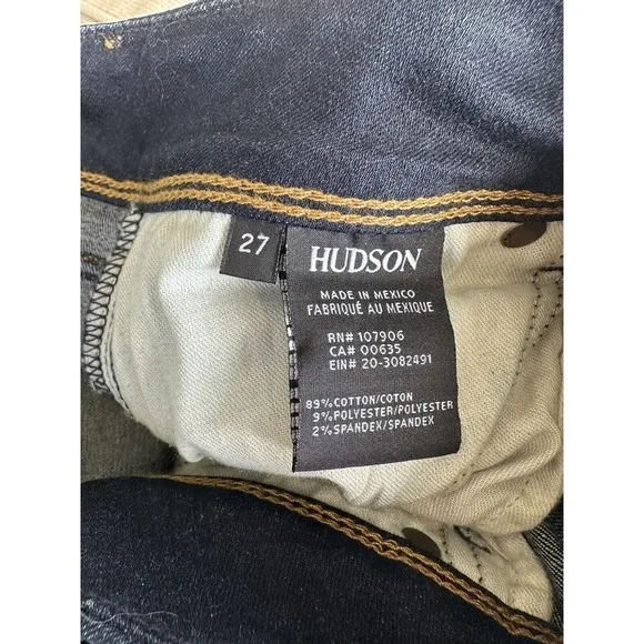 Hudson Beth Low Rise Baby boot cut distressed jeans dark wash sz 27 Y2K western