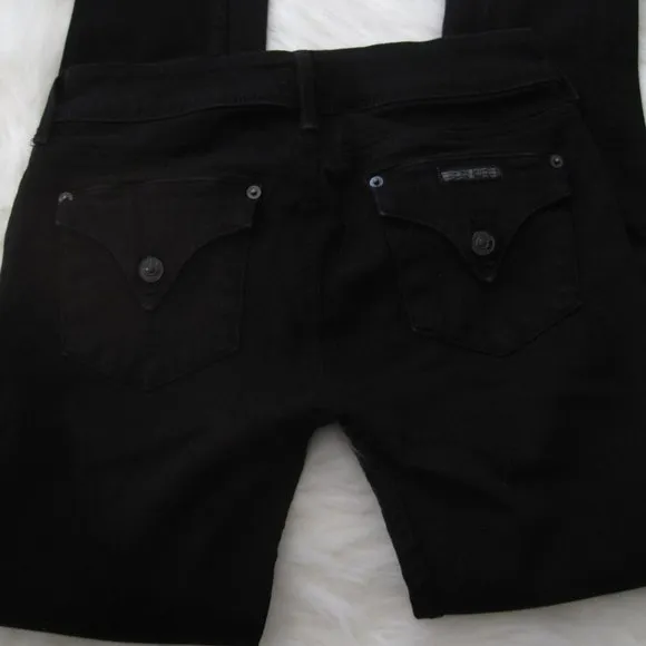 Hudson Black Skinny Jeans Distressed Knees 27
