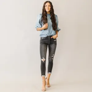 I Want It All Kancan Button Fly Ankle Skinny