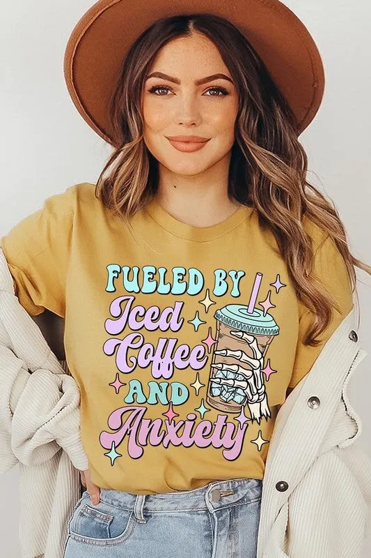 Iced Coffee Anxiety Skeleton Graphic T Shirts