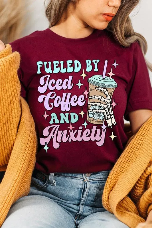 Iced Coffee Anxiety Skeleton Graphic T Shirts