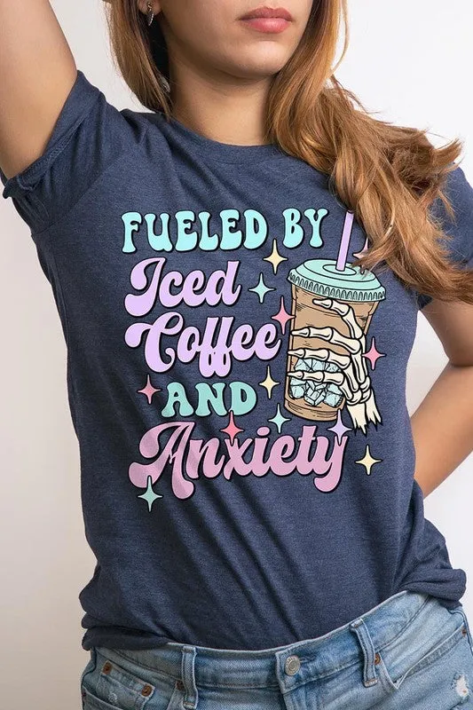 Iced Coffee Anxiety Skeleton Graphic T Shirts