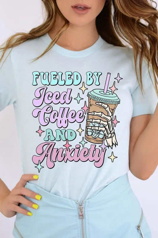 Iced Coffee Anxiety Skeleton Graphic T Shirts