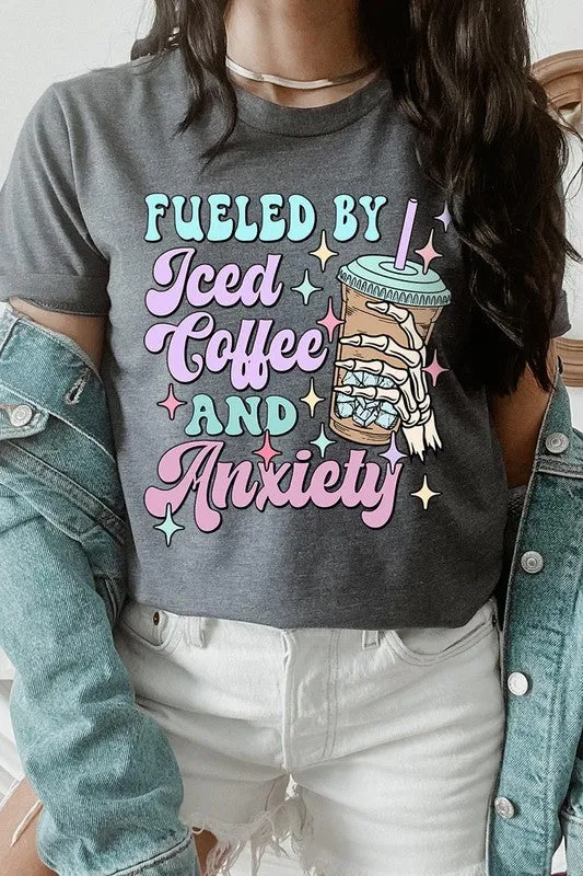Iced Coffee Anxiety Skeleton Graphic T Shirts