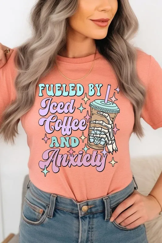 Iced Coffee Anxiety Skeleton Graphic T Shirts