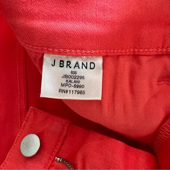 J BRAND Denim Skinny Jeans Coral Raw Hem Kalani Size 26 Mid Rise Ankle